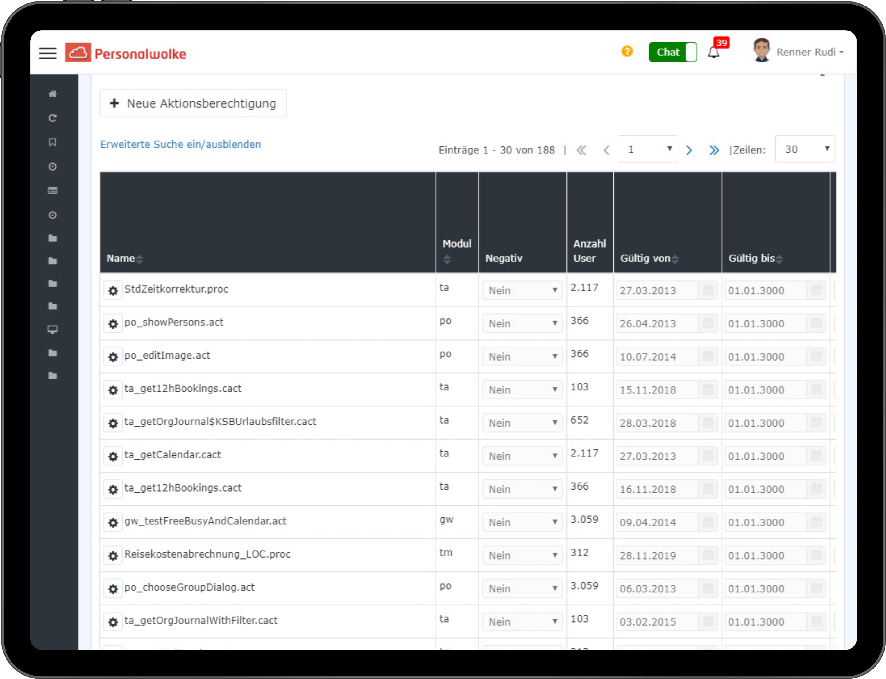 Webdesk side menu